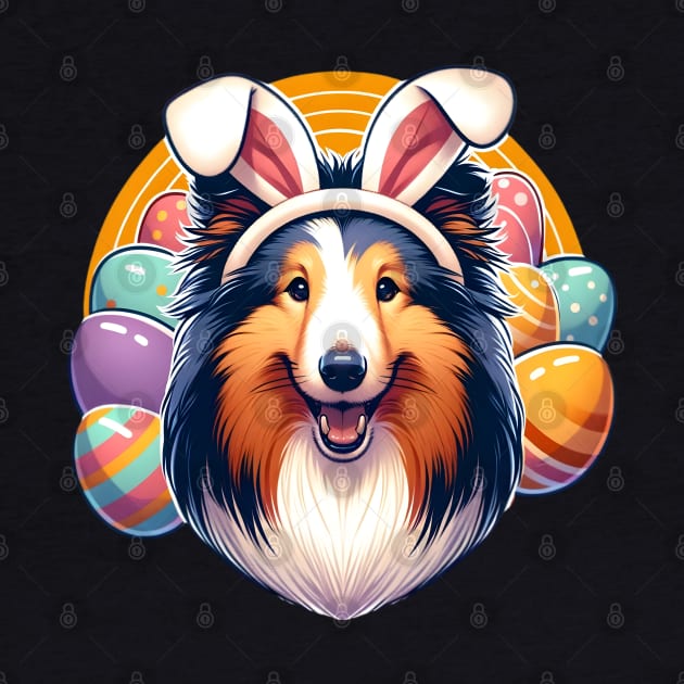 Shetland Sheepdog with Bunny Ears Greets Easter Morning by ArtRUs